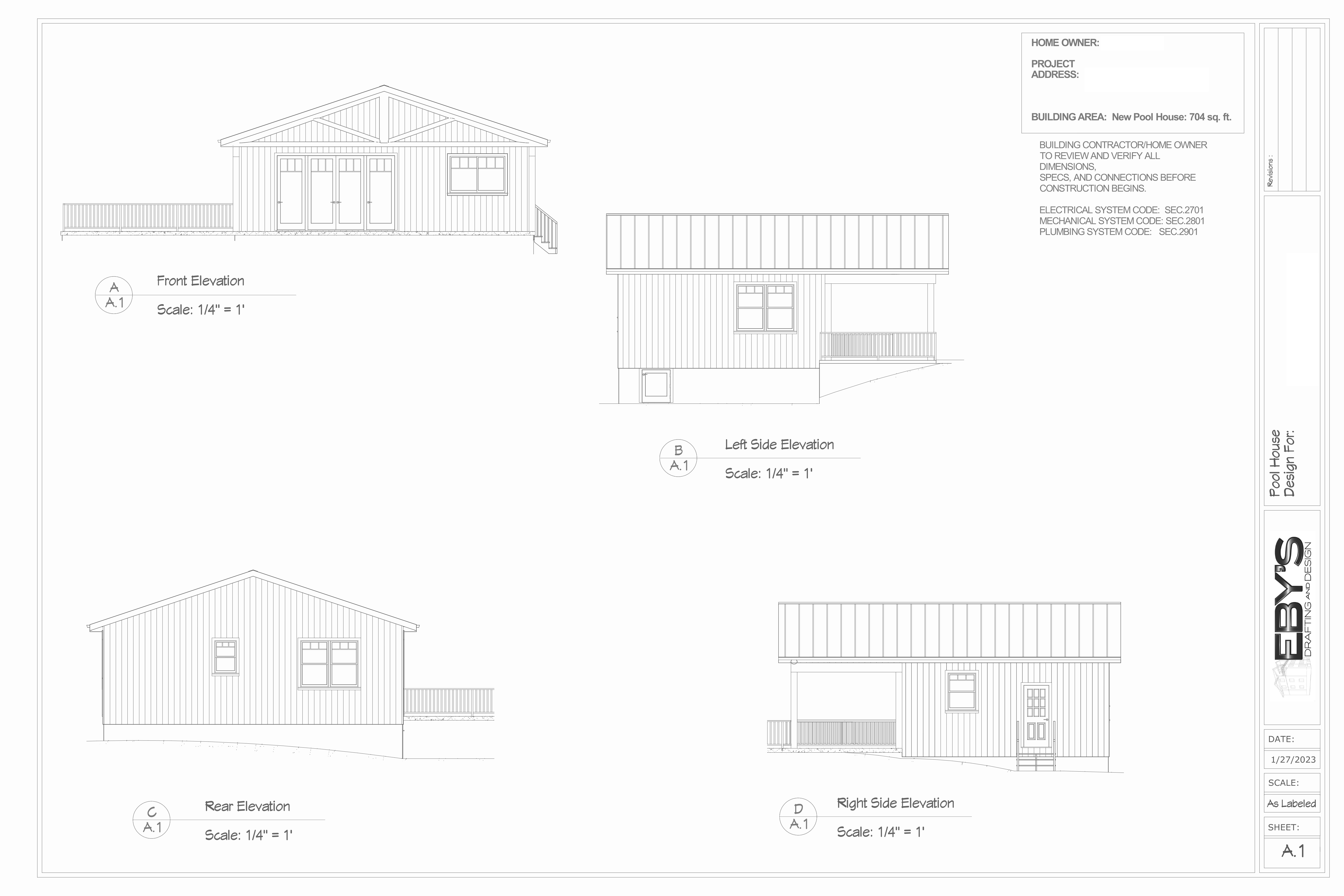 Custom Pool House - Eby's Drafting and Design